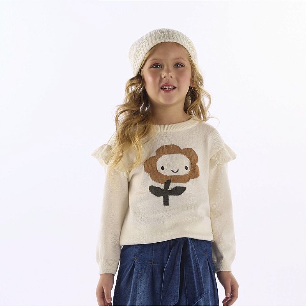 BLUSAO EM TRICOT MENINA BEGE UP BABY