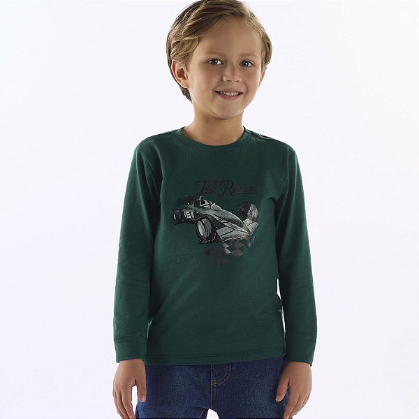 CAMISETA MANGA LONGA EM MEIA MALHA 04 185616 VERDE POSY