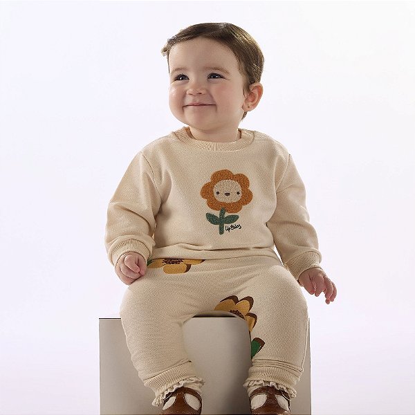 CONJUNTO BLUSAO E CALCA MOLETOM FLOR UP BABY