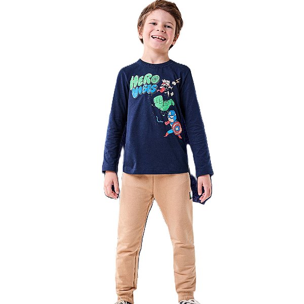 CONJUNTO MENINO HEROIS BIMBI AZUL MARINHO