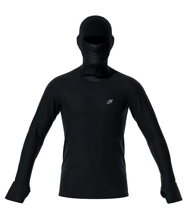 DUPLICADO - Camiseta Lycra UV Com Capuz Manga Longa Mormaii - Preto
