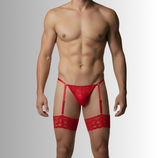 Cinta Liga Masculina em Renda Ajustável