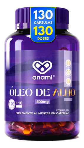 Óleo De Alho Em Cápsulas Gel 500mg | 130 Cápsulas - Anami