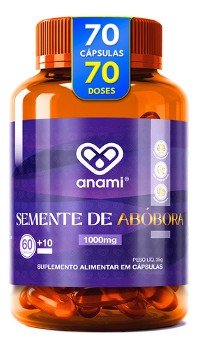 Óleo De Semente De Abobora 1000mg | 70 Cápsulas - Anami