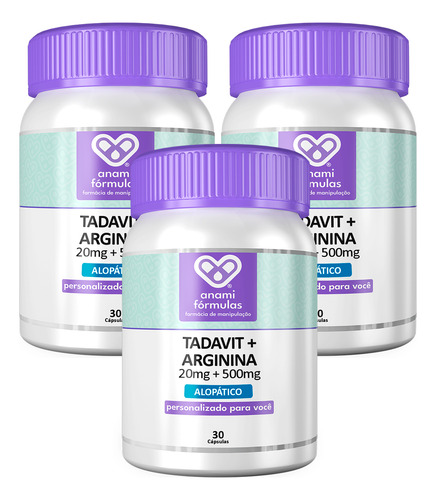 Kit 3 Tadavit ® 20mg + Arginina 500mg | 30 Cápsulas - Supple