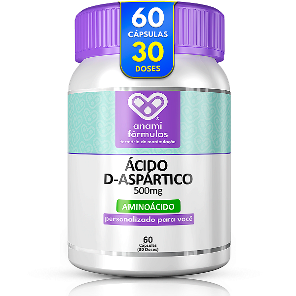Ácido D-aspártico 500mg - 60 Cápsulas (30 doses)