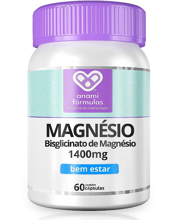 MAGNÉSIO BISGLICINATO 1400mg por Dose - Magnésio Quelado - 60 Cápsulas - 30 Doses