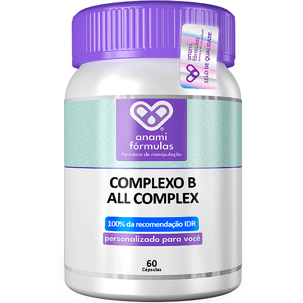 COMPLEXO B 8 Vitaminas - B1, B2, B3, B5, B6, B7, B9 e B12 - 60 Cápsulas - 60 Doses