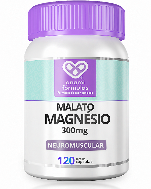 MALATO DE MAGNÉSIO 300mg - 120 Cápsulas - 120 Doses