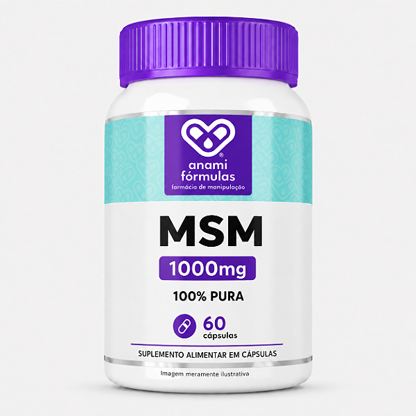MSM METILSULFONILMETANO 1000mg por Dose - 500mg por Cápsula - 60 Cápsulas - 30 Doses