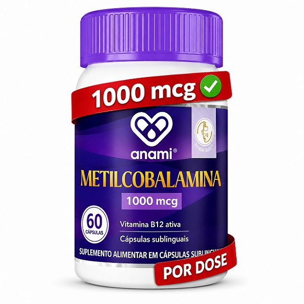 VITAMINA B12 METILCOBALAMINA 1000mcg Sublingual - 60 Cápsulas - 60 Doses