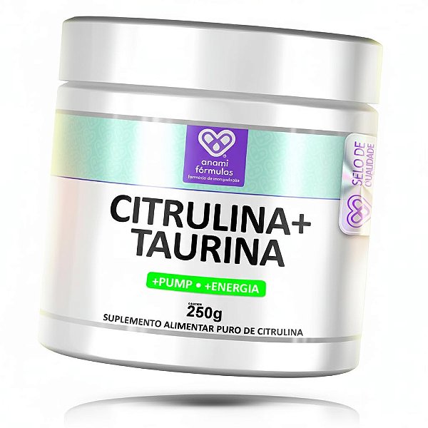 L-CITRULINA MALATO 3g + L-TAURINA 2g por Dose - em Pó - 250g - 50 Doses