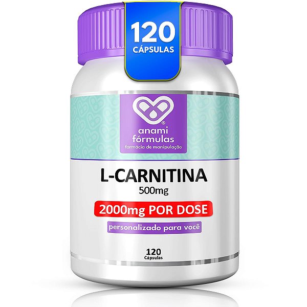 L-CARNITINA 2000mg por Dose - 500mg por Cápsula - 120 Cápsulas - 30 Doses