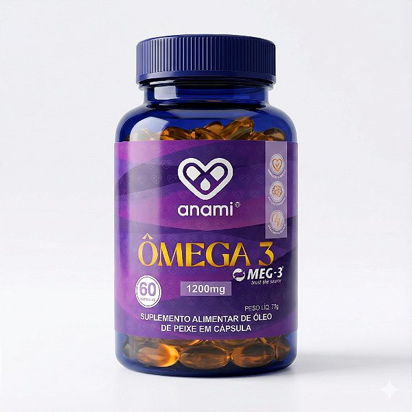 ÔMEGA 3 MEG-3 1200mg por Dose - EPA 720mg + DHA 480mg + VITAMINA E 10mg - 60 Cápsulas - 30 Doses