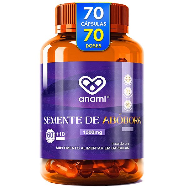 ÓLEO DE SEMENTE DE ABÓBORA 2000mg por Dose - 1000mg por Cápsula - Prensado a Frio - 70 Cápsulas - 35 Doses