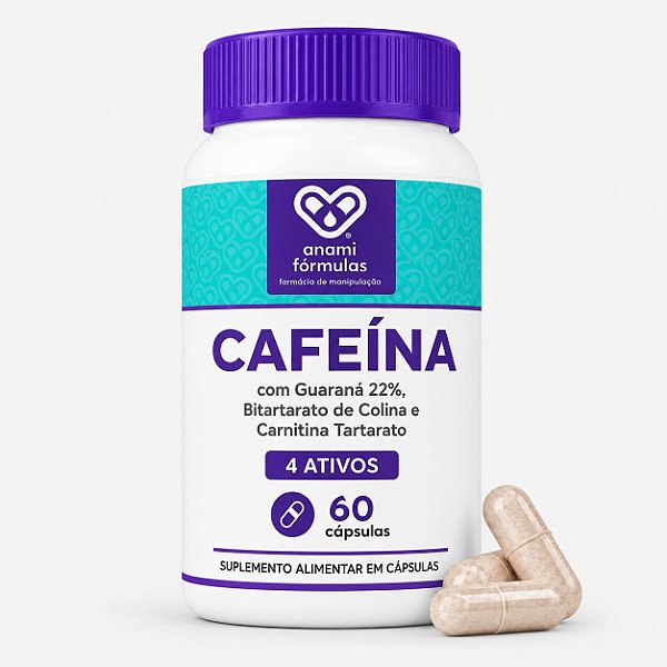 CAFEÍNA 110mg + GUARANÁ 150mg + L-CARNITINA 150mg + COLINA 120mg por Dose - 60 Cápsulas - 30 Doses