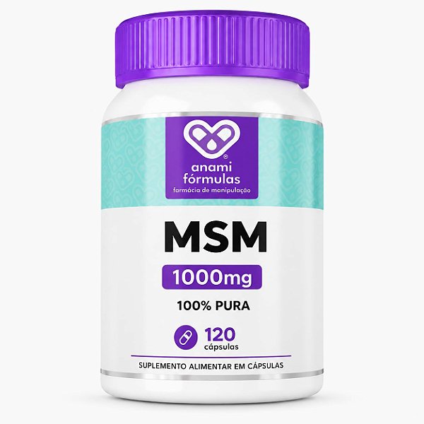 MSM METILSULFONILMETANO 1000mg por Dose - 500mg por Cápsula - 120 Cápsulas - 60 Doses