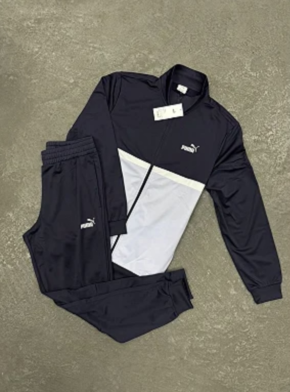 Conjunto Puma Poly Colorblock Tracksuit Azul Marinho