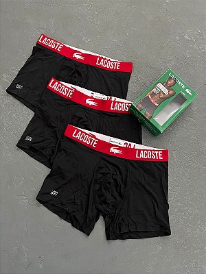 Pack Cueca Lacoste com 3 Unidades (Preta e Vermelha)