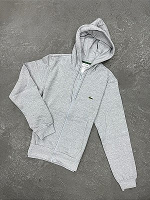 Moletom Lacoste Canguru com Zíper cinza