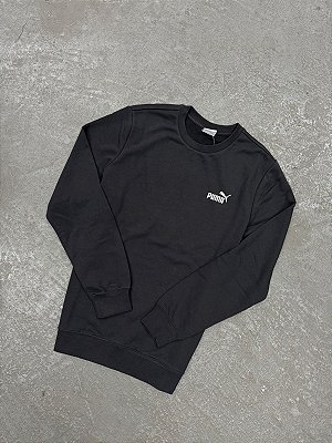 Moletom Puma Gola Careca Essentials Small Preta