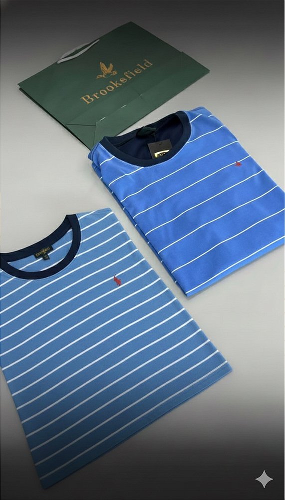 Brookfield – Duo de Camisetas Azul Royal Listrado