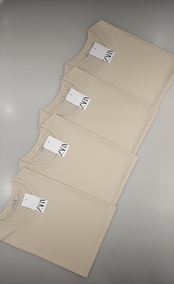 Camisetas Básica Zara Classic Europa Bege