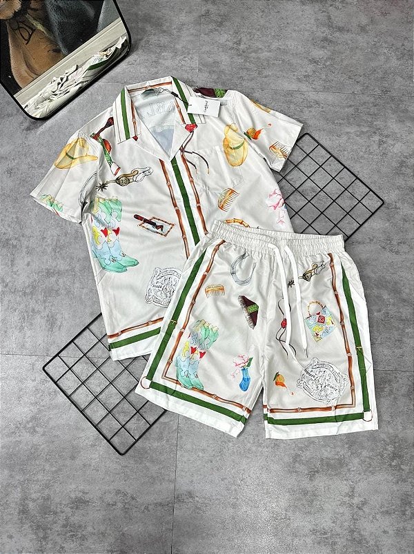 Casablanca Signature – Conjunto Silk Branco com Estampa Equestre