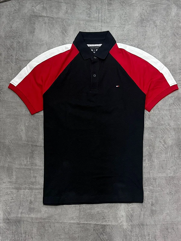 POLO TOMMY HILFIGER REGULAR FIT - AZUL / VERMELHA/ BRANCA