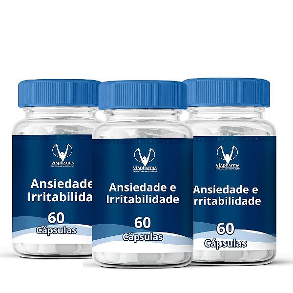 Combo de 3 Potes de Ansiedade e Irritabilidade 60 Cápsulas