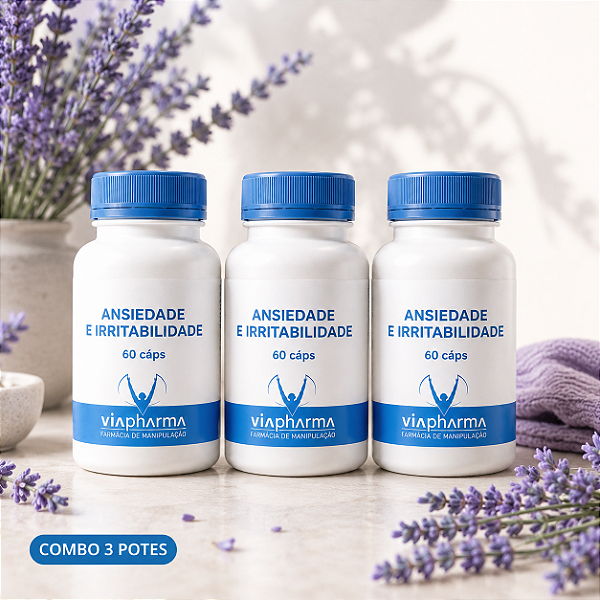 Combo de 3 Potes de Ansiedade e Irritabilidade 60 Cápsulas