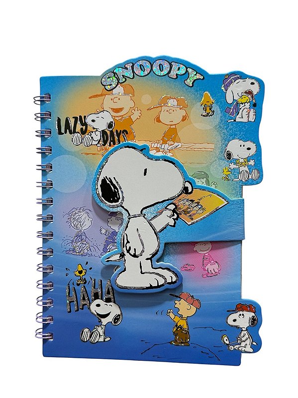 Caderno A5 Snoopy com Velcro e Folhas Decoradas