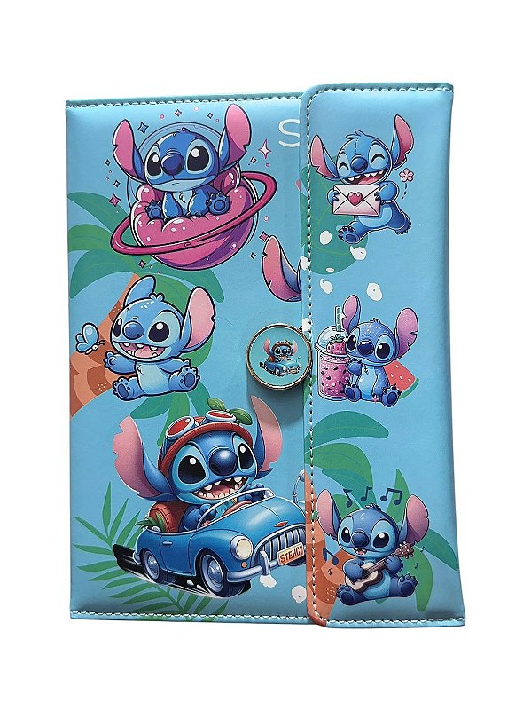 Caderno A5 Stitch Almofadado com Fecho Magnético