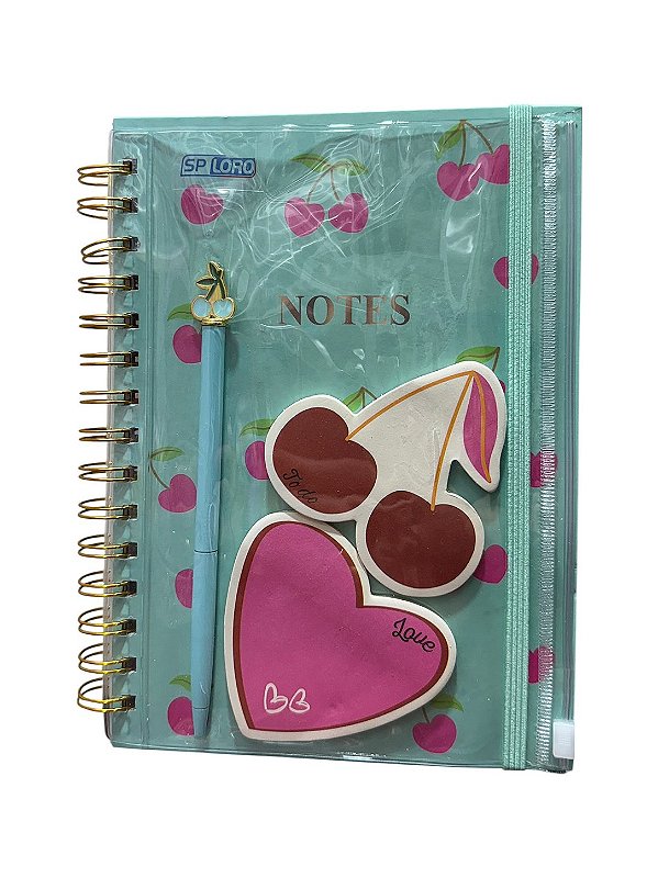 Caderno A5 com Pasta, Caneta e Post it