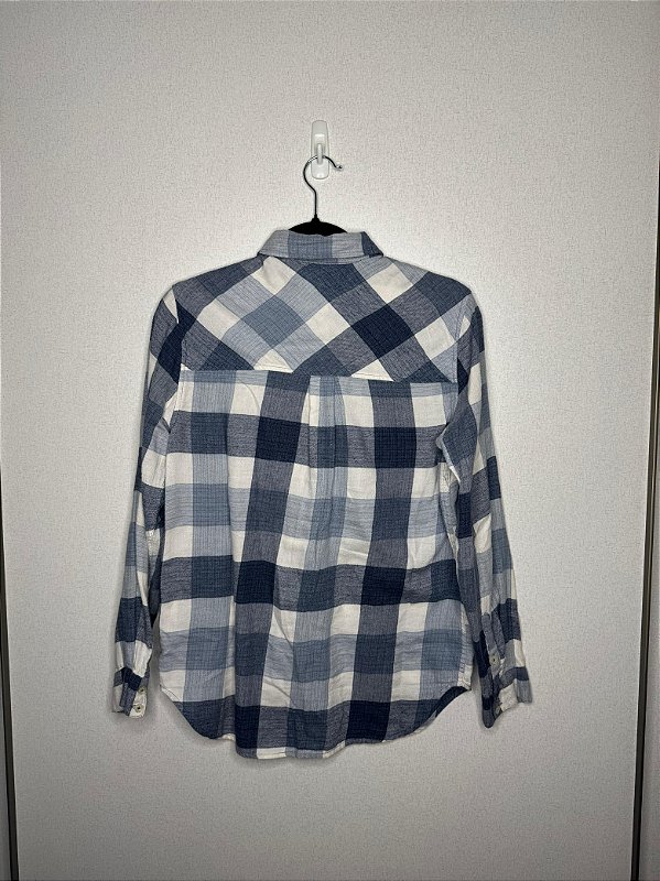 Camiseta Xadrez Masculina P Azul e Branca