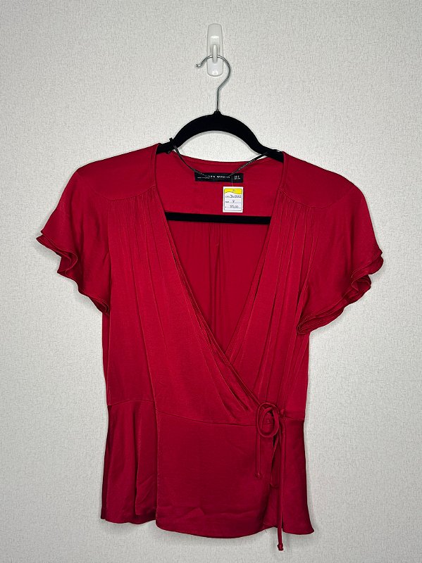 Blusa Vermelha Zara P Feminina Elegante