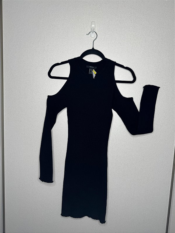Vestido Preto Manga Longa Forever 21 M