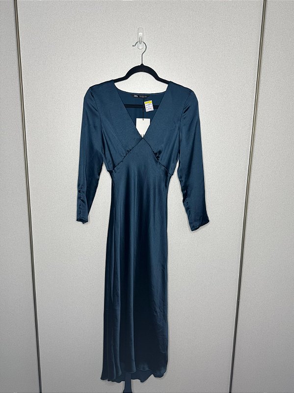 Vestido Azul Zara Longo Tamanho P