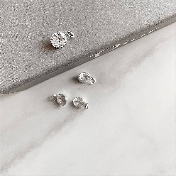 Pingente Zircônia Redonda 10mm em Prata 925