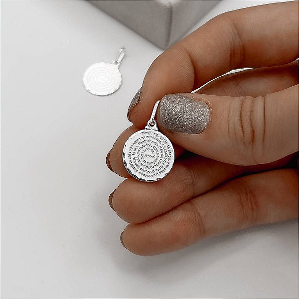 Pingente Medalha Ave Maria 15mm em Prata 925