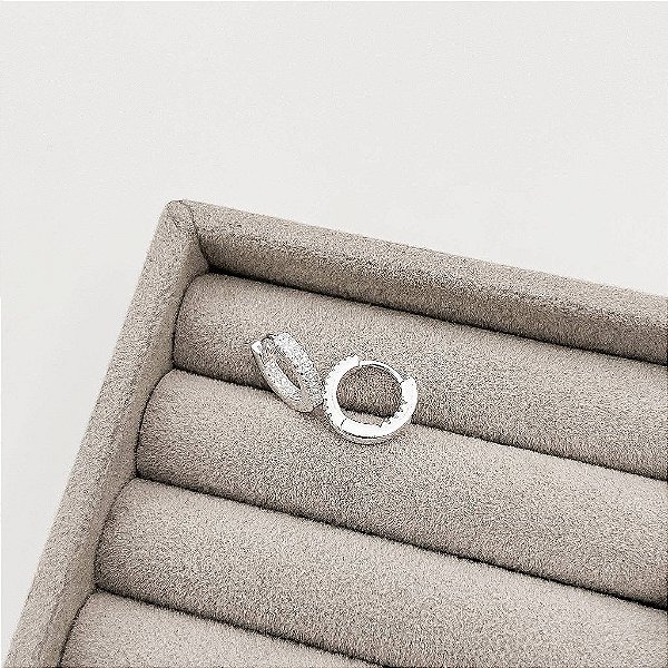 Argola Click 11mm Cravejada Dupla - Frente e Interior em Prata 925