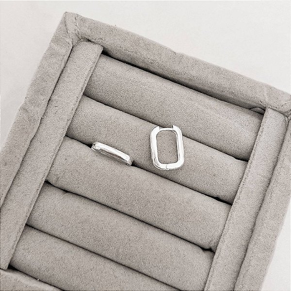 Argola Click Retangular 16mm em Prata 925