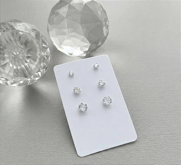 Brinco Trio Ponto de Luz Redondo 3/4/5mm