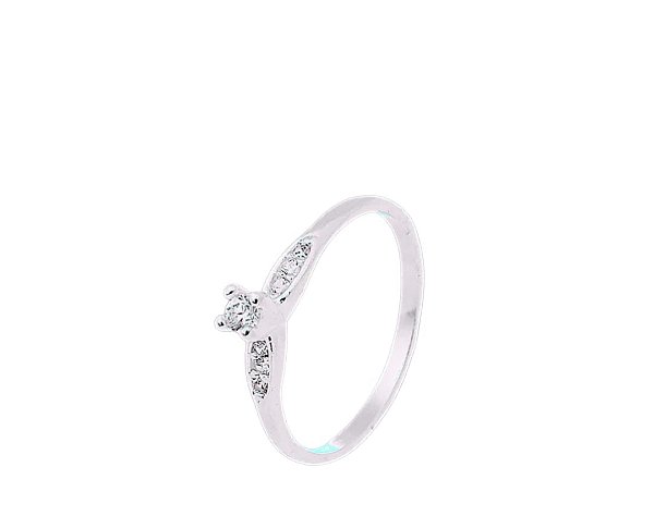 Anel Solitário em Prata 925 com Zircônia Cristal Transparente e Micro Zircônias Cravejadas Ale Semijoias