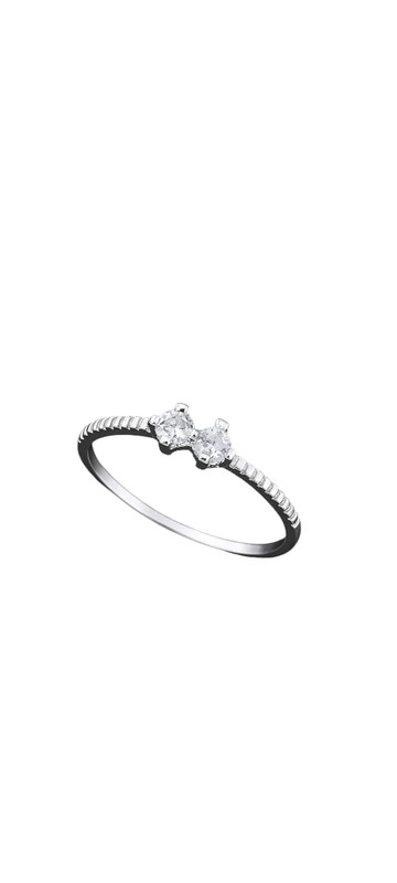 Anel Duo em Prata 925 com Zircônias Cristal Transparente e Aro Diamantado Ale Semijoias