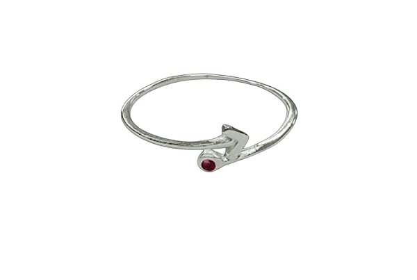 Anel Seta Prata 925 com Zircônia Rosa