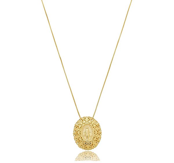 Colar  Nossa Senhora das Graças-Coleção Aura Banhado a Ouro 18k — Ale Semijoias