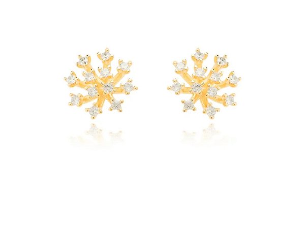 Brinco Chuveiro Cravejado de Zircônias Cristal Banhado a Ouro 18k — Ale Semijoias