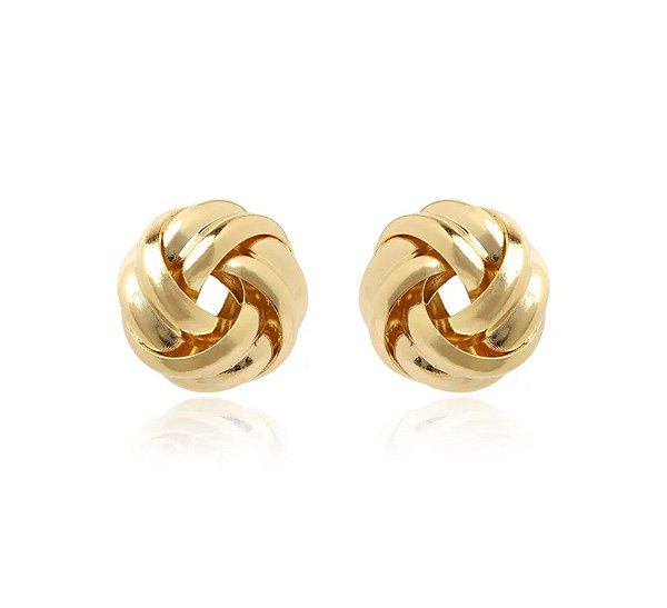 Brinco Nó Entrelaçado Médio 1,8cm Banhado Ouro 18k | Ale Semijoias