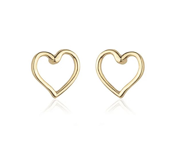 Brinco Coração Aberto Liso Banhado a Ouro 18k — Ale Semijoias
